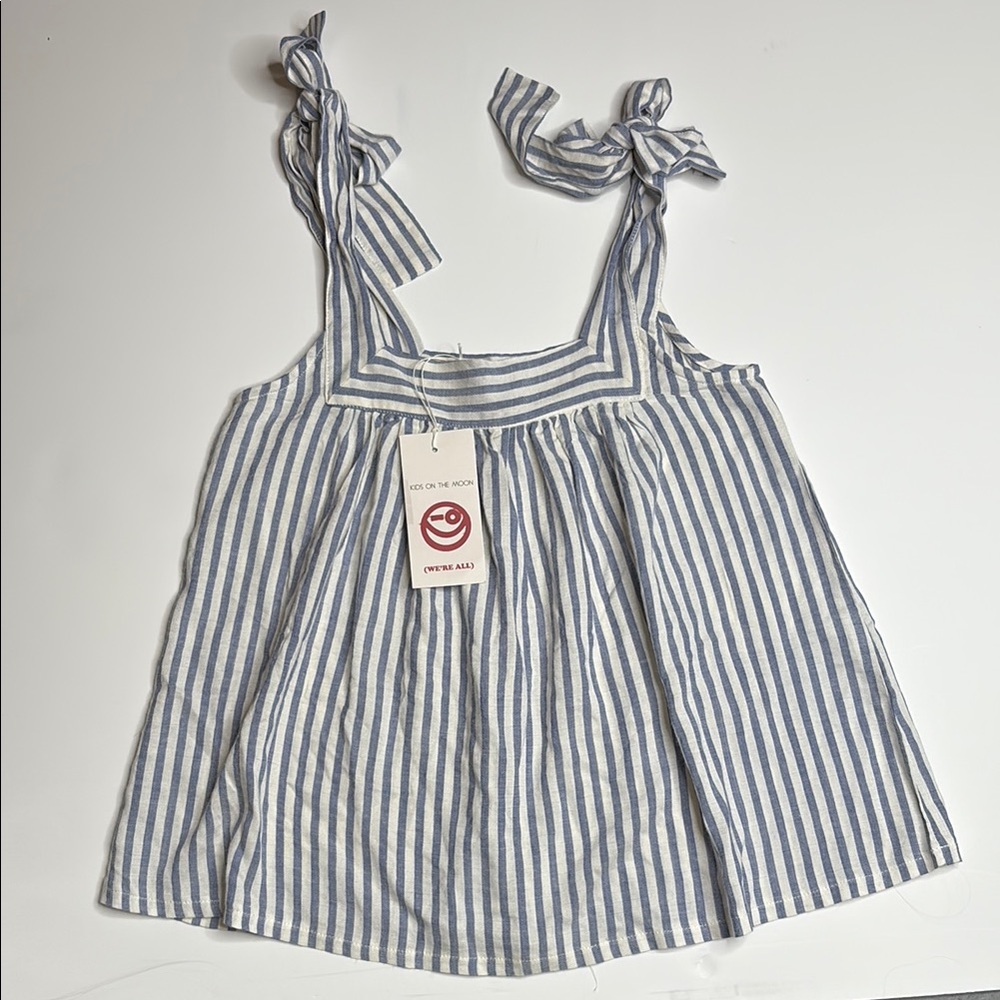 Blue and White Striped Sleeveless Top
